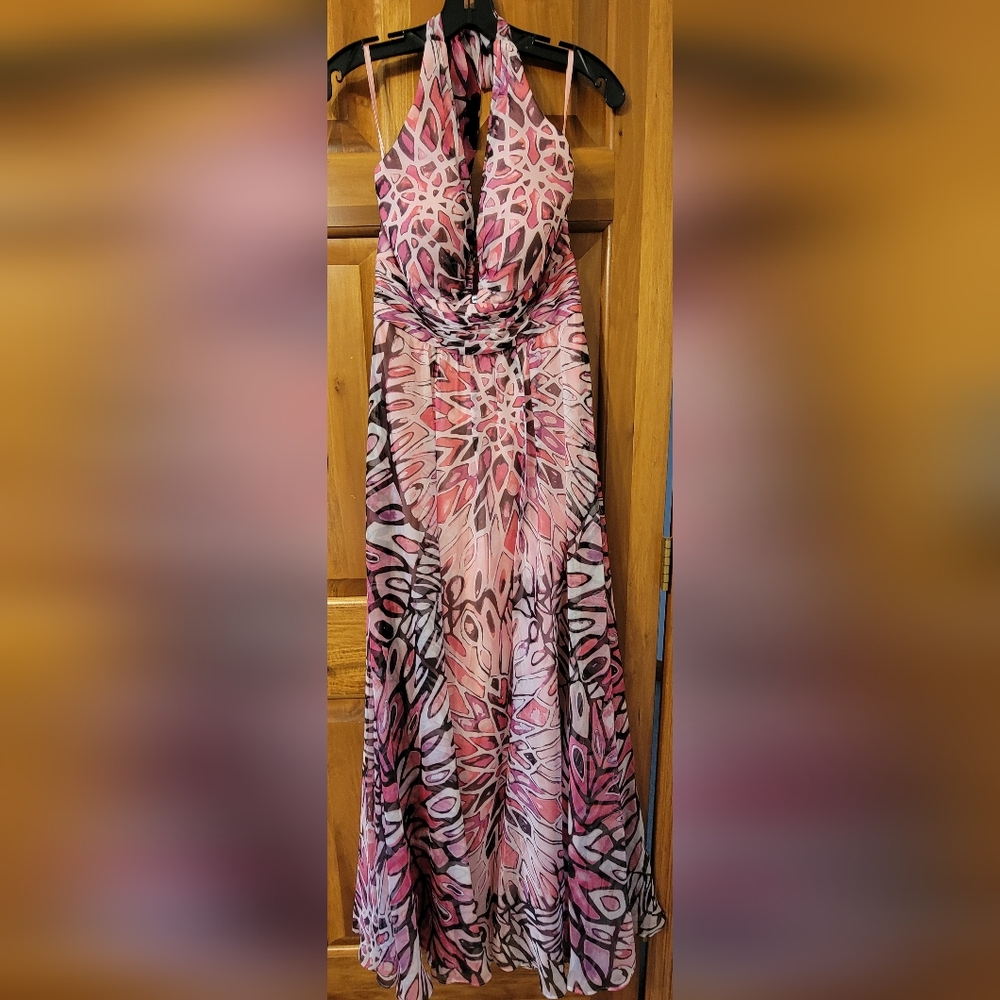White House Black Market Pink and Black Maxi Dress